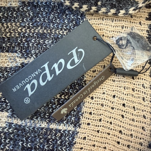 Papa Vancouver Black Tan Blue Southwest Long Open Cardigan Women's L Aztec New - Picture 9 of 10